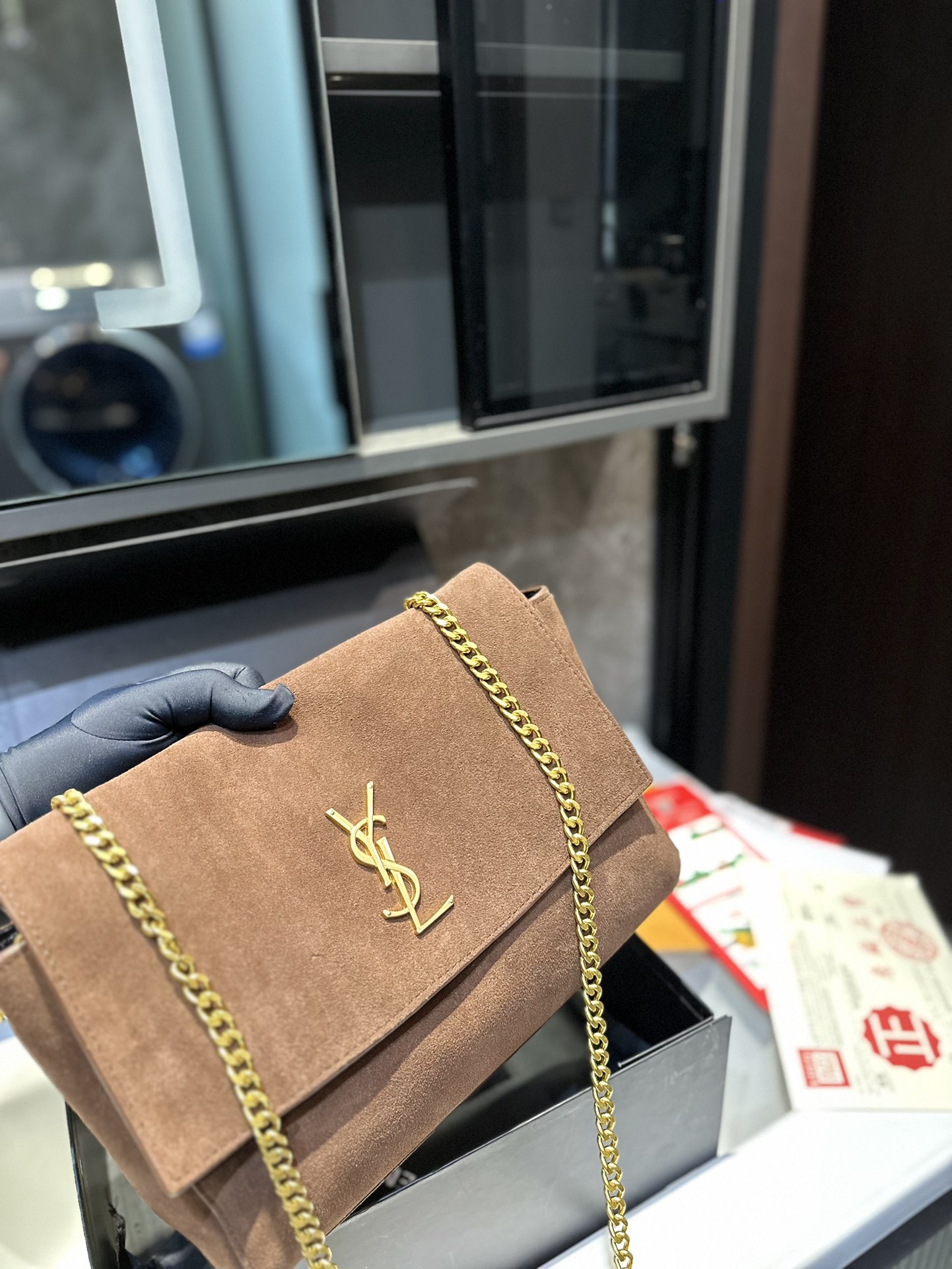 折叠礼盒 圣罗兰ysl 双面 Kate Saint Laurent双面kate软包可预定啦 复古链条高级感十足不同材质诠释多样风格双面问玩转高街风jj 尺寸28