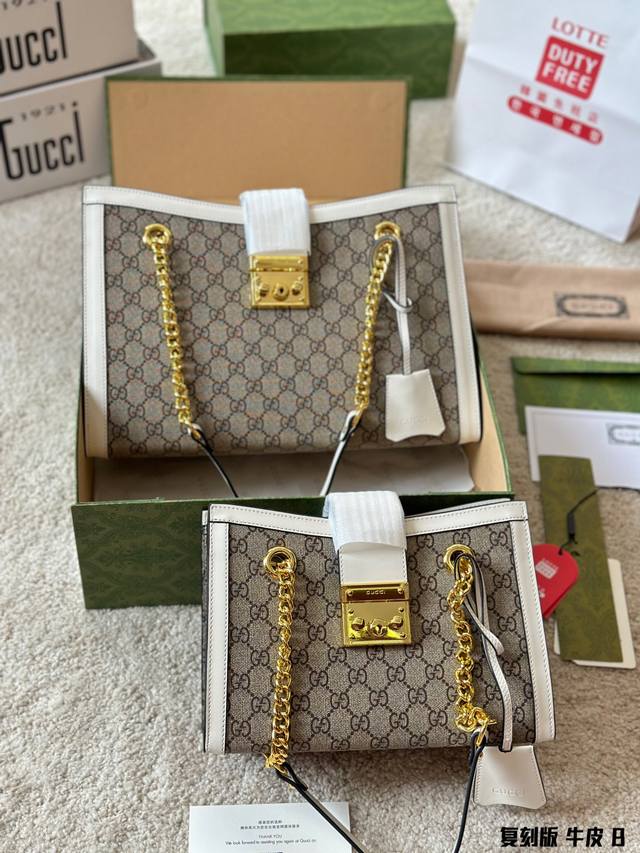 复刻版 牛皮 Gucci Padlock 24K金 链条包 配礼盒gucci Padlock古驰新款链条单肩包 现货秒发 经典gucci双g字母印花高级人造革面