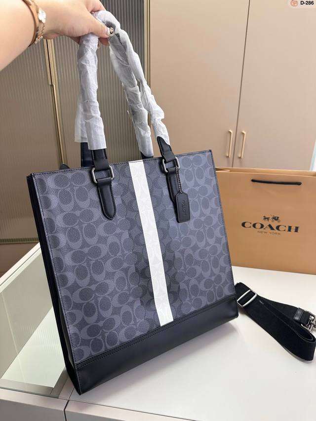 Coach 蔻驰graham Slim Brief 托特包 公文包手提包 单肩斜挎包 经典logo搭配原厂工艺材质 休闲百搭 采用精湛镶嵌细工d-286尺寸35