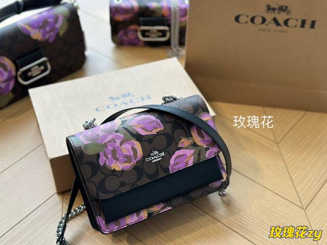 配盒 Coach 蔻驰女包新款klare翻盖链条包斜挎包风琴盒子 21 15Cm