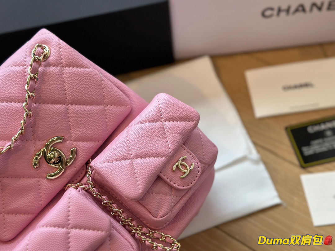 全套包装 Chanel23P Duma中号双肩包 口袋设计加上三个chanel双clogo整包很立体有型 20Cm - 点击图像关闭