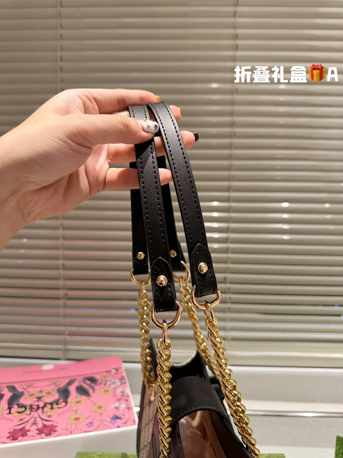 原单 牛皮 Gucci Padlock 原单飞机盒折叠礼盒 Gucci Padlock古驰新款链条单肩包 现货秒发 经典gucci双g字母印花高级人造革面料配进