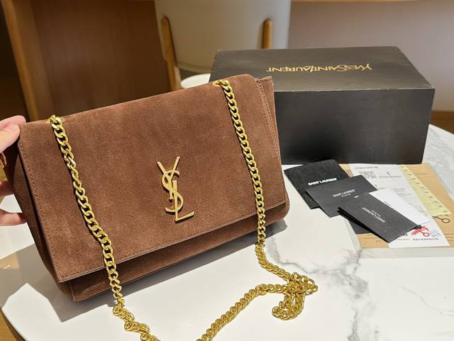 Ysl 圣罗兰 Kate 绒面双面黑色鳄鱼纹 双面链条包 尺寸29Cm 礼盒包装