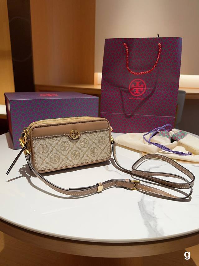 Tory Burch 托里伯奇tb T Monogram 迷你提花相机包 尺寸18 10 礼盒包装手提袋