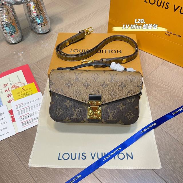 配折叠盒 Lv Pochette Metis East West Mini 新款邮差包 Lv邮差包老花手提单肩斜挎包 优雅低调的外形设计和宽敞的包身更加入了实用