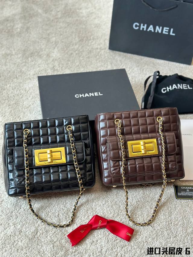 头层皮 Chanel 5扣中古包 慵懒随性又好背 黑色 棕色 上身满满的惊喜 高级慵懒又随性 彻底心动的一只 Size 25-22Cm