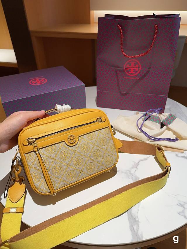 Tory Burch 托里伯奇tb 专柜t Monogram提花相机包 尺寸21 15 礼盒包装手提袋 - 点击图像关闭