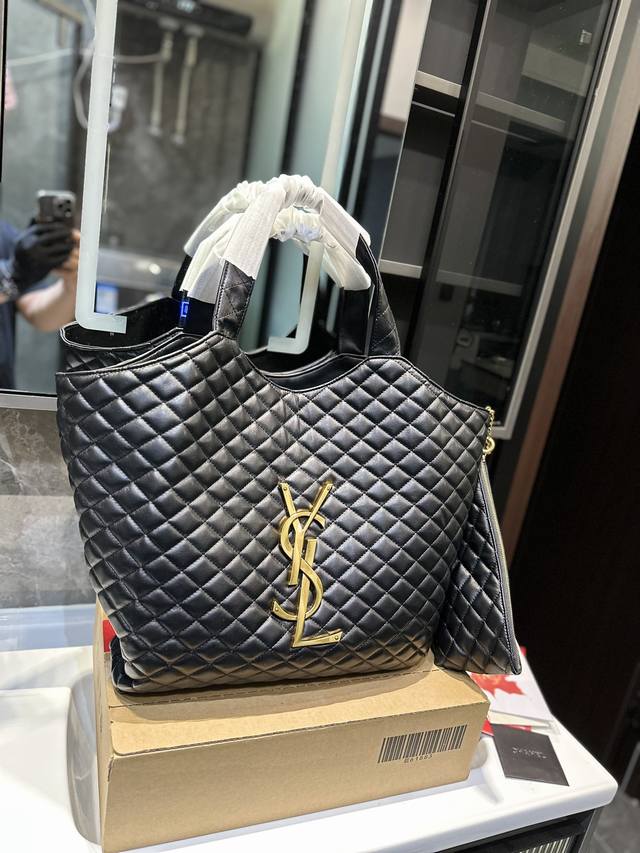 礼盒包装 超大logo Ysl Gaby绗缝纹路购物袋大tote 感觉太温柔了简直随意搭配都出彩#Ysl Jj尺寸35Cm