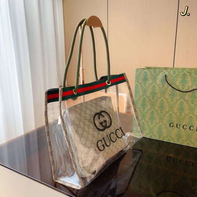 网红款 超美腻果冻包 Gucci.新款果冻tote包 手提包 单肩包 手袋-工作 购物或周末出游 拎起手袋即刻出发 超好看单品 上身特洋气 尺寸 40*12*3