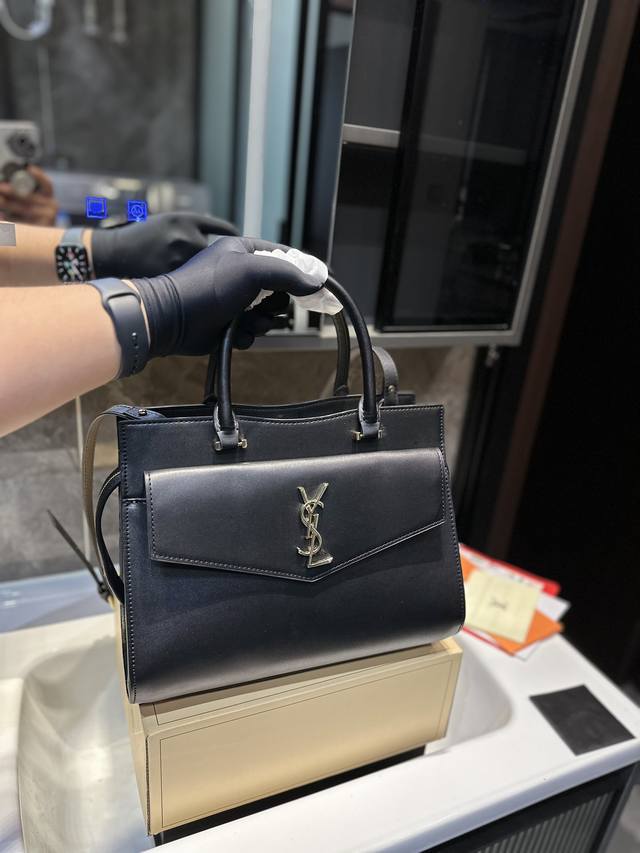 Yves Saint Laurent Ysl经典风琴 Saint Laurent手提包 酷酷的黑色~麂皮面料 奢华有.内涵~可调节肩带设计~鳄鱼纹压花saint