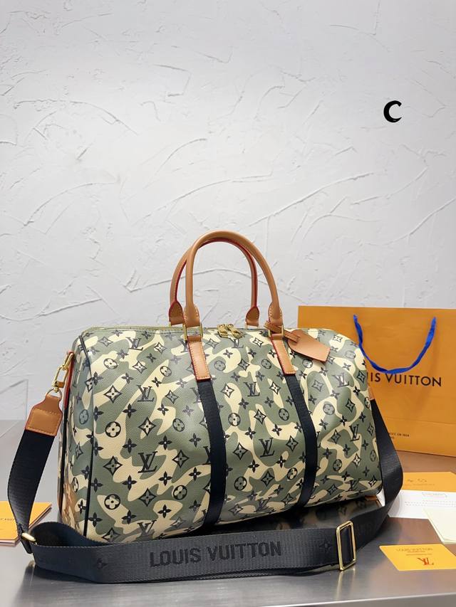 Louisvuitton X Takashi Murakami村上隆联名老花迷彩旅行袋 Keepall55Travis Scott同款尺寸45Cm