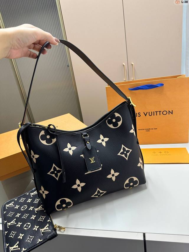 Lv Carryall购物袋 托特包 配置有子母袋和宽肩带 L新色 高级 细节细节 完美 L-38尺寸30 12 26折叠盒