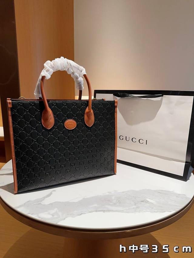 无盒 古奇gucci 双g压花压纹托特包tote 可斜挎 尺寸35Cm