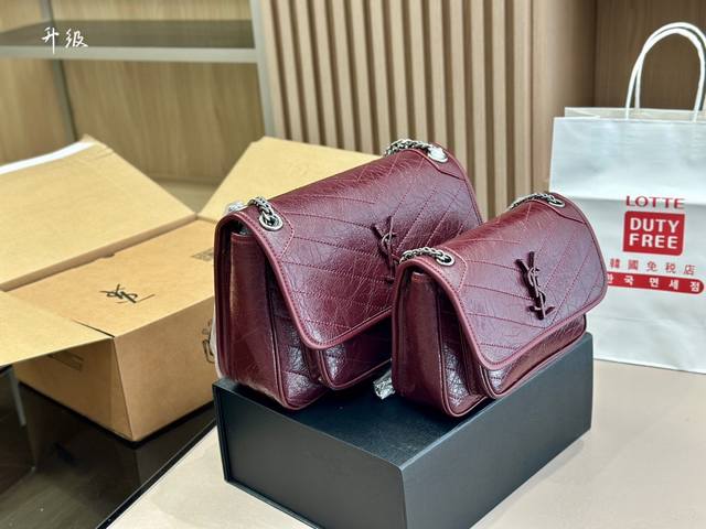 配折叠盒飞机盒 Size 24Cm 28Cm 高定版 Niki Ysl Niki 牛皮料软糯质感 进口褶皱纹