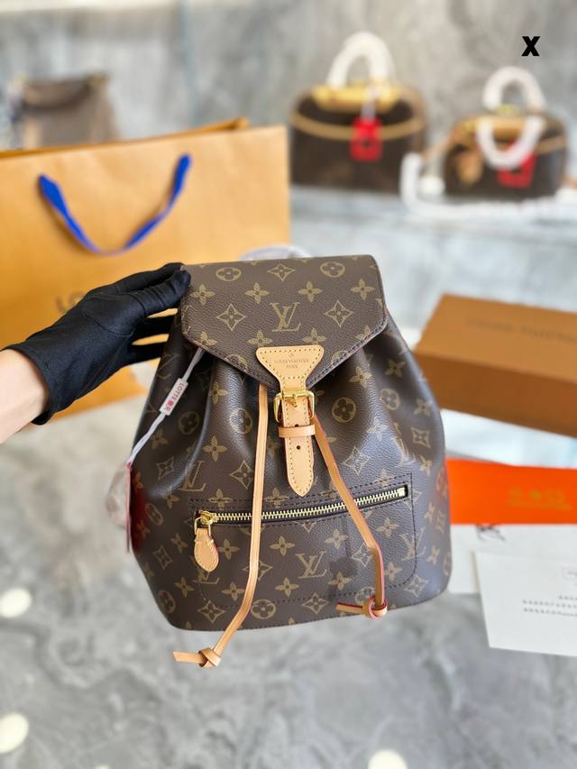 Louis Vuitton Lv路易威登老花双肩包书包背包montsouris M 16 26*30