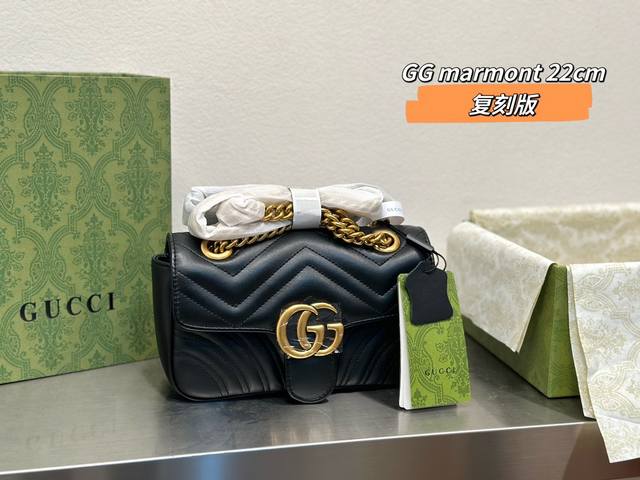 古奇 Gucci经典款marmont 链条包 刺绣爱心 经典不过时 头层皮 对标zp 全套包装 尺寸 22Cm