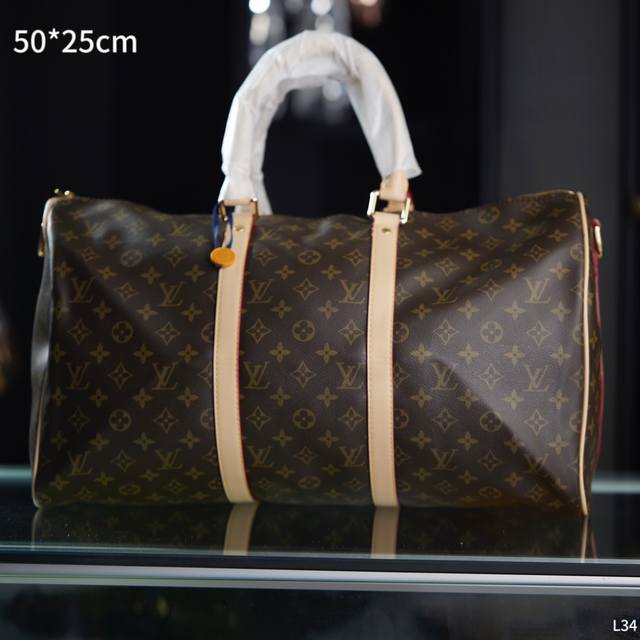 Lv 路易威登 Louis Vuitton Keepall枕头包 老花旅行袋 健身包 旅行包 容量巨大 尺寸 50*25Cm