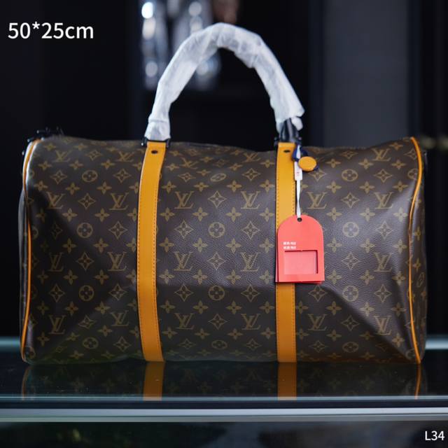 Lv 路易威登 Louis Vuitton Keepall枕头包 老花旅行袋 健身包 旅行包 容量巨大 尺寸 50*25Cm