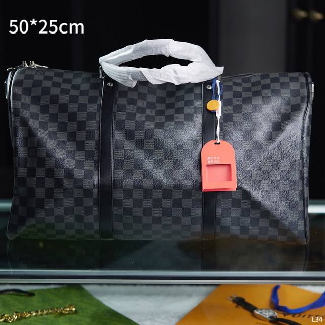 Lv 路易威登 Louis Vuitton Keepall枕头包 老花旅行袋 健身包 旅行包 容量巨大 尺寸 50*25Cm