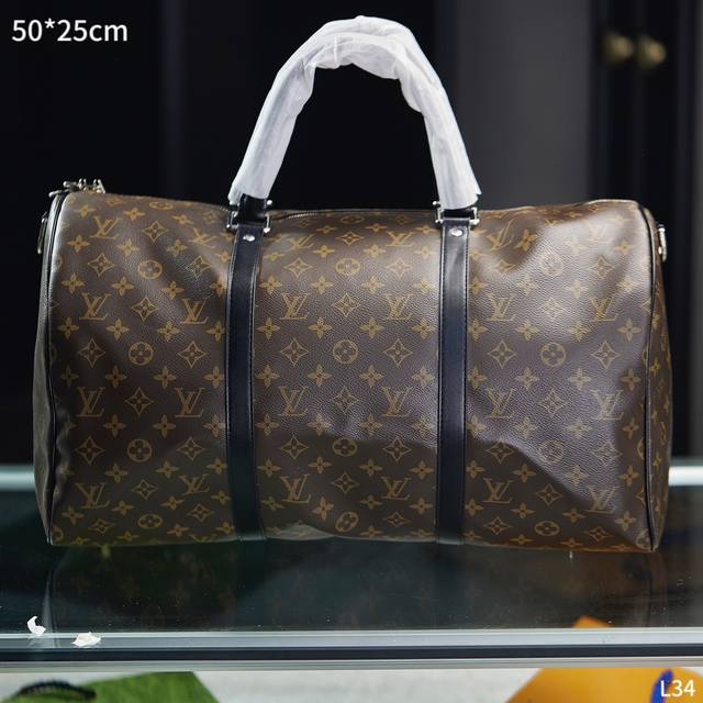 Lv 路易威登 Louis Vuitton Keepall枕头包 老花旅行袋 健身包 旅行包 容量巨大 尺寸 50*25Cm