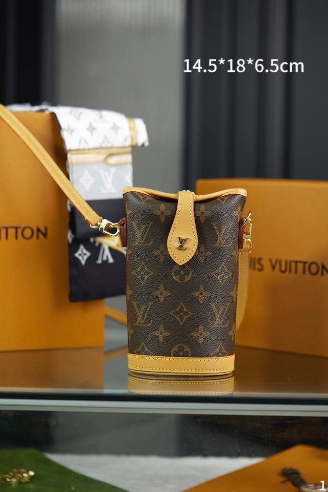 配原版折叠礼盒飞机箱 Lv 路易威登 Louis Vuitton Fold Me 手拿包 迷你小薯条 小水桶 雪糕筒 手机包 尺寸 1 *18* Cm