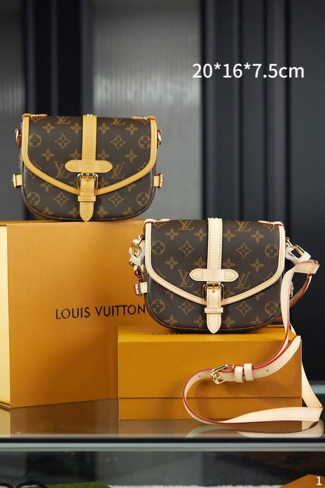 配原版折叠礼盒飞机箱 Lv 路易威登 Louis Vuitton Saumur Bb手袋 老花双子星邮差包 马鞍包 尺寸 20*16* Cm