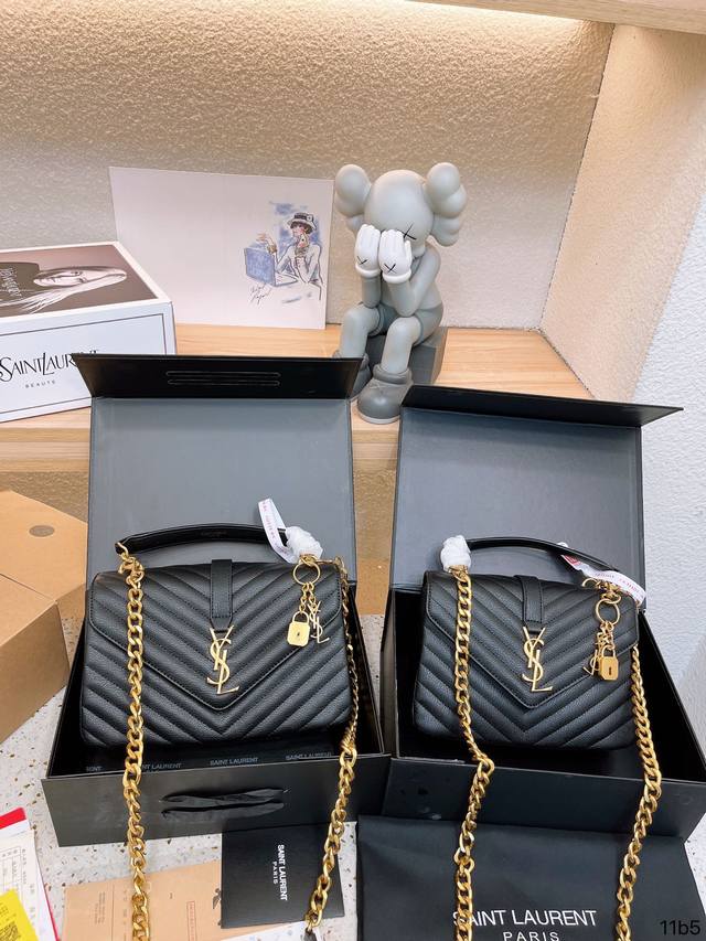 Ysl 圣罗兰v格 邮差包牛皮 Slp 西班牙进口原版皮 邮差包 原版粗旷鎏金链条 标签s*Int Laurent 链条包 圣罗兰 Ysl 专柜永恒经典同步款