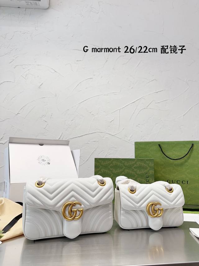 原单品质 免税店包装 礼盒 牛皮版本 内里带专柜钢码 Gg Marmont 链条包 系列链带肩背包采用颇具结构感的柔软造型和超大号翻盖封口 配以双 G 金属配件 - 点击图像关闭