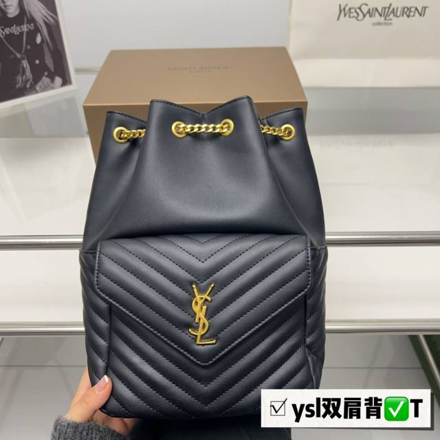 全套包装 Ddd Saint Laurent双肩包 Ddd Saint Laurent-双肩包小羊皮革材质 Ddd 搭配y型绗缝工艺可调节皮革肩带复古优雅高级