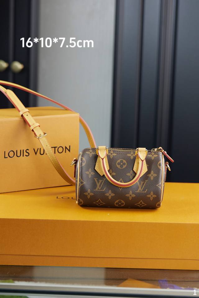 配专柜原版折叠盒飞机箱 Ddd Lv 路易威登 Louis Vuitton Nano Speedy 手袋 Speedy16 枕头包 芯片款 Sp36 Ddd 尺