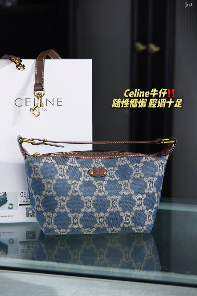 配礼盒 Ddd 中古celine赛琳牛仔丹宁老花 Ddd 凯旋门饭盒腋下包水饺 Ddd 可手提可斜挎 Ddd 尺寸 19 14 Ddd