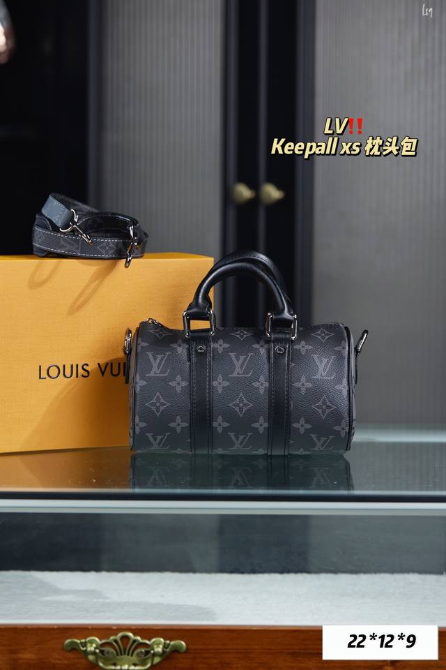 配全套包装 Ddd Lv Keepall Xs枕头包 Ddd 可手提 单肩 斜挎 Ddd 尺寸 20 12 9 Ddd