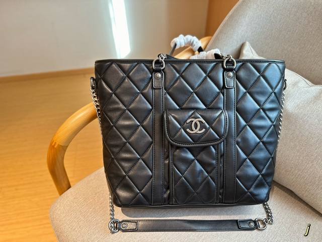 香奈儿chanel Ddd 新品黑银big Bag手提购物袋托特包 Ddd Tote Ddd 尺寸30 29 Ddd - 点击图像关闭