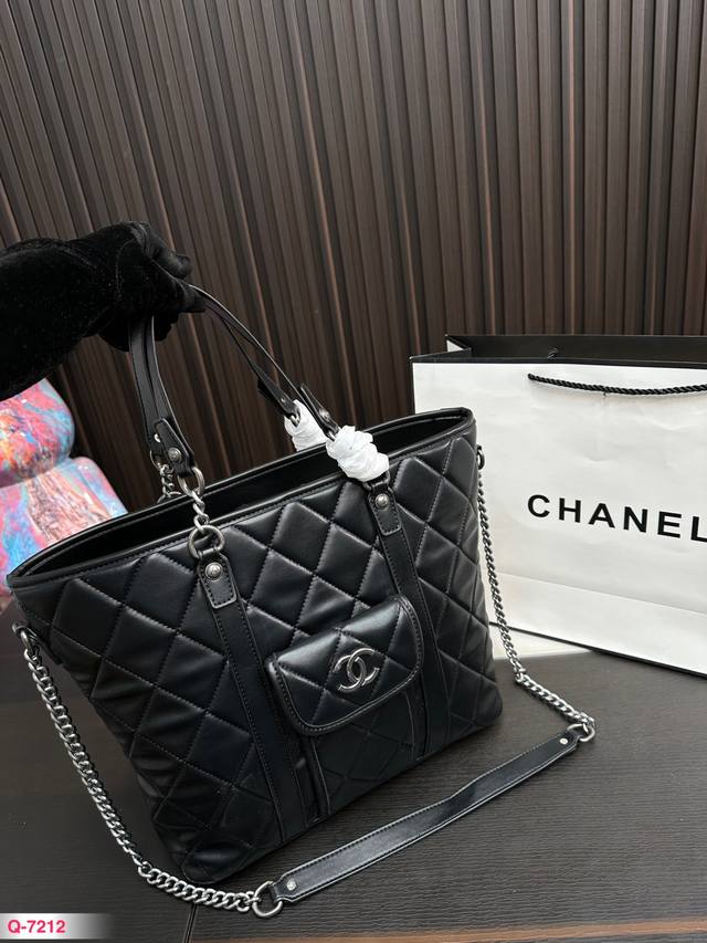 香奈儿chanel Ddd 新品黑银big Bag手提购物袋托特包 Ddd Tote Ddd 尺寸32 29Cm Ddd