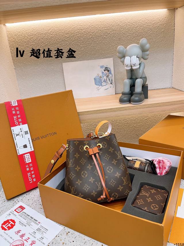 Lv 套盒 礼盒包装 Ddd Lv Neonoe 水桶牛皮原单系列 对比原版软底 Lv 路易威登20新款neonoe抽绳水桶包单肩女包louis Vuitton