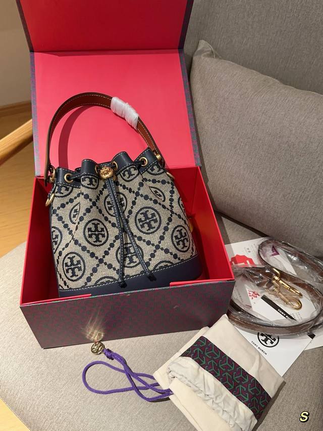 高版本 Tory Burch 托里伯奇tb 专柜t Monogram提花经典水桶包 尺寸21 22 礼盒包