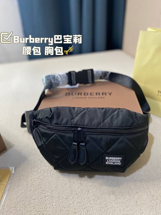 折叠盒 Burberry巴宝莉腰包胸包 经典标志 辨识度极高 上身绝绝子 不愧百搭时髦单品 尺寸28 13