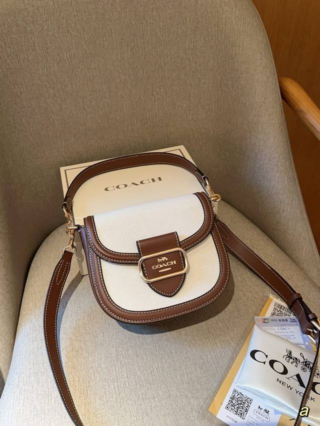 Coach 蔻驰 Morgan Saddle Bag 帆布拼接马鞍包马车扣 尺寸20Cm 礼盒包装