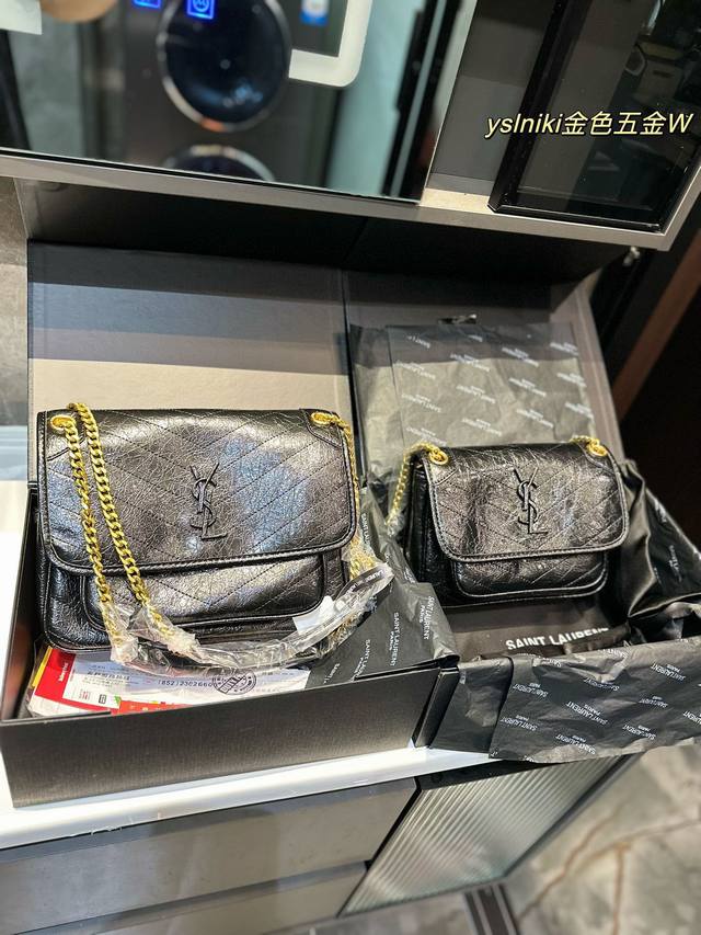 折叠礼盒 Size 24Cm 28Cm 高定版 Niki Ysl Niki 牛皮料软糯质感 进口褶皱纹