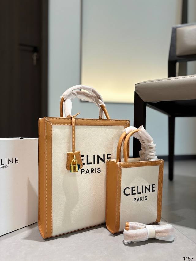 Celine赛琳 新色cabas Tote Mini帆布拼皮手提袋购物袋单肩斜挎包 Celine 赛琳 Cabas Phantom凯旋门印花tote包 水桶包新