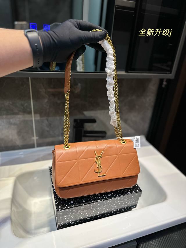 礼盒包装 Ysl圣罗兰万年经典爆款出击 头层原版牛皮纹 Saint Laurent 前翻盖手袋 高档五金流苏装饰可斜挎或对折挎j尺寸25Cm