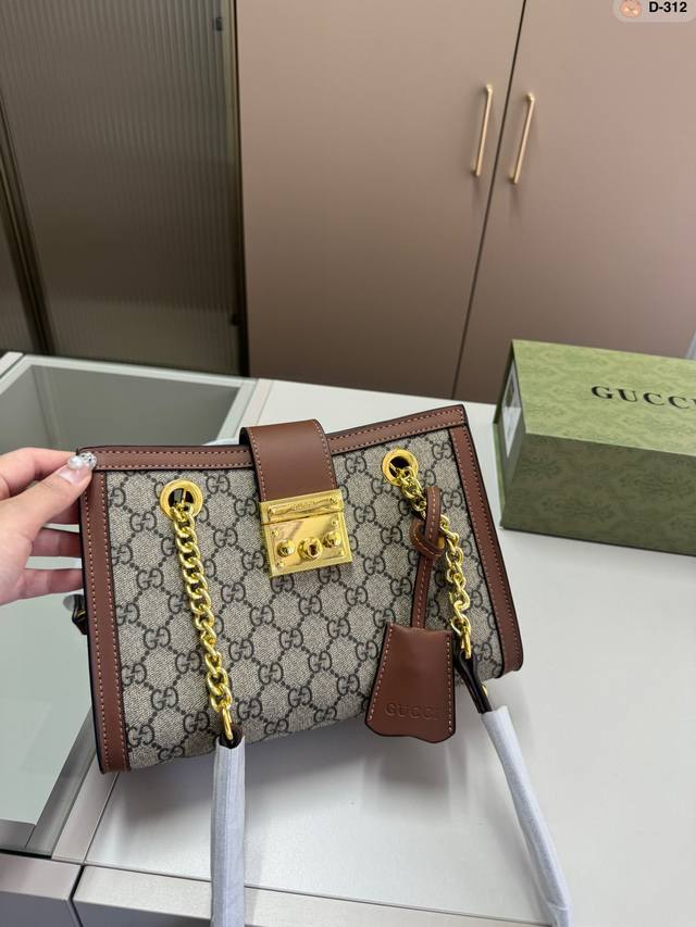 酷奇小方锁 Gucci Padlock 24K金 链条包 Gucci Padlock古驰新款链条单肩包 现货秒发 D-312尺寸25.10.18折叠盒