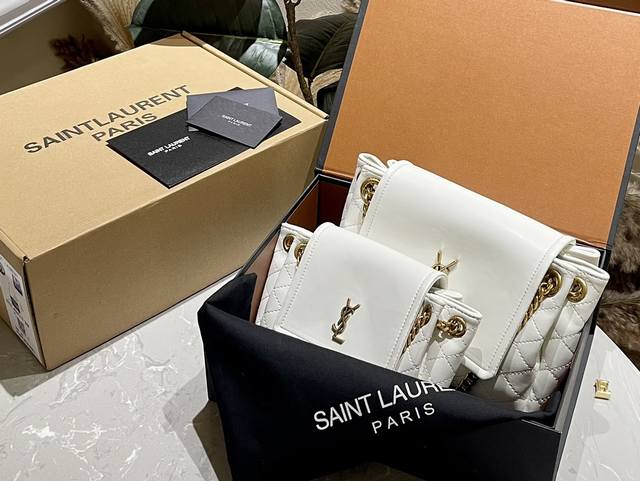 原版皮 折叠礼盒+官网飞机箱 Ysl 圣罗兰新款mini Nolina Monogram Nolita手袋 前翻盖饰以金属联结ysi字母标志 饰菱形纹绗缝包缝