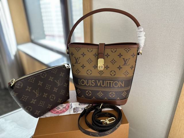 礼盒包装 Lv 中古水桶包 Neonoe 香槟桶系列 对比原版 Lv 路易威登 新款neonoe抽绳水桶包单肩女包louis Vuittonm44022 香槟包