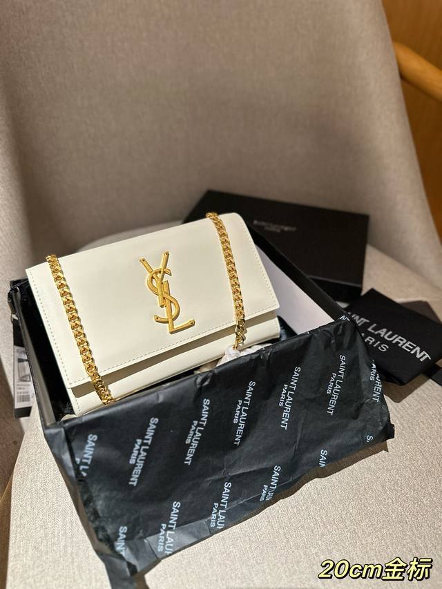 牛皮版本 Ysl 圣罗兰 经典kate链条包信封包 尺寸20Cm 礼盒包装飞机箱