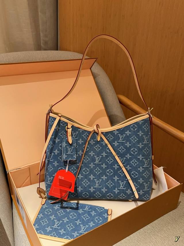 Lv路易威登 24早春款新品牛仔丹宁 铆钉carryall 尺寸29 24 12 礼盒包装