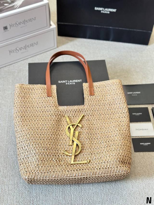 Ysl 编织托特包 休闲百搭轻便实用 上身超好看草编系列 尺寸30 25Cm