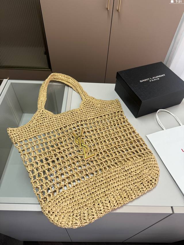 圣罗兰 Ysl 草编托特包 夏天必备拉菲草单品 清清爽爽 简约时尚 通勤日常皆可的百搭神器 T-31尺寸43 34配盒