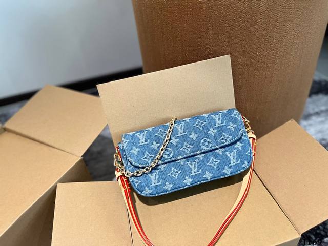 牛仔 2024新款 Lv/路易威登 Wallet On Chain Ivy腋下包 尺寸22.11Cm