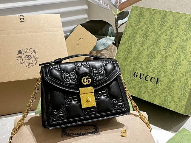 牛皮 折叠礼盒 官网飞机箱 Gucci Love Parade系列 Mini 手提邮差包 原版小牛皮 经典牛皮 尺寸20 16Cm Dd